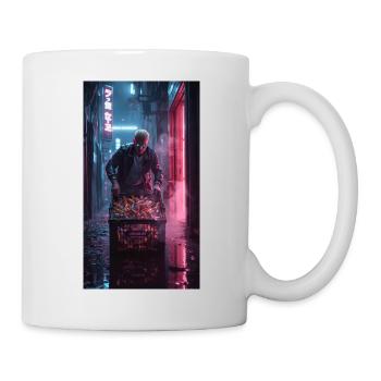 Neon Alley Rebell mit Flaschenkorb - Tasse - Weiß - Rechts