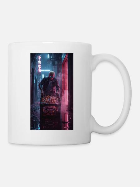 Neon Alley Rebell mit Flaschenkorb - Tasse - Weiß