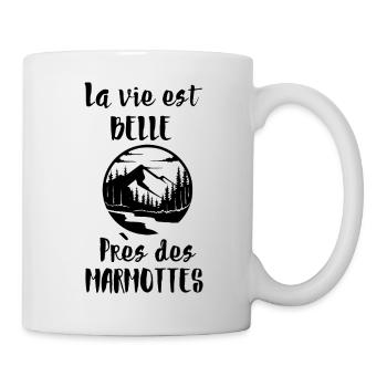 La vie est belle près des marmottes  - Mug blanc - blanc - Droite
