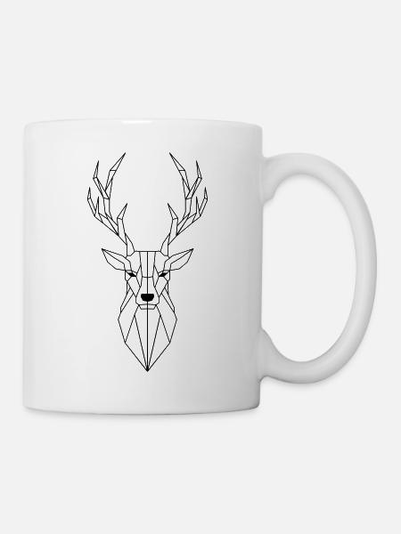 Hirsch Polygon - Tasse - Weiß