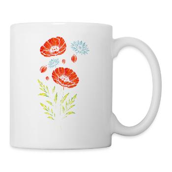 Mohn und Kornblume Florales Vintage Design  - Tasse - Weiß - Rechts