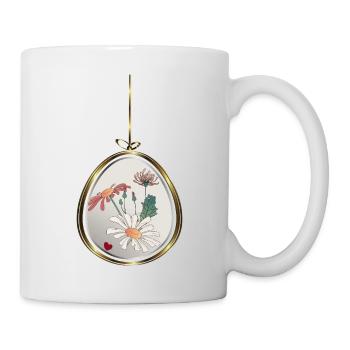 Flower pendant in gold frame - Mug - white - Right