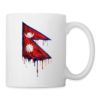 Nepal Flagge Tropfenkunst - Tasse - Weiß - Rechts