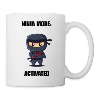 Ninja Mode Activated Shirt – Lustiger Ninja Spruch - Tasse - Weiß - Rechts