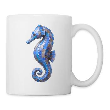 Seahorse Mosaic - Blue Sea Design - Mug - white - Right
