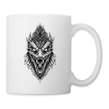 Imperialer Drache Weiß-Schwarzes Mythologisches Totem - Tasse - Weiß - Rechts