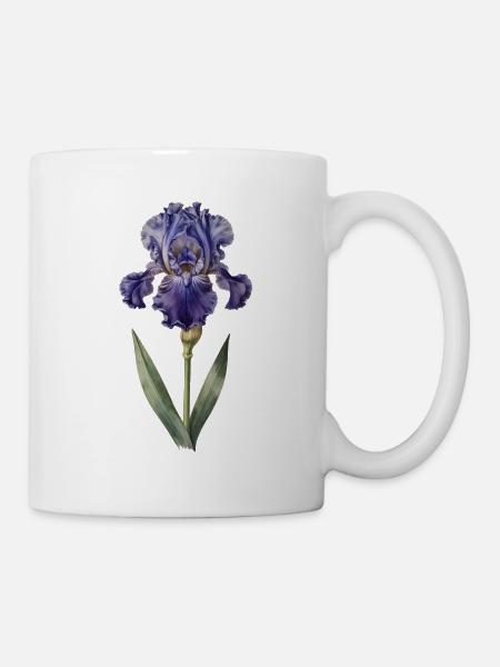 Lila Iris auf zartem Stängel - Tasse - Weiß