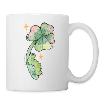 Lucky charm caterpillar on shamrock - Mug - white - Right