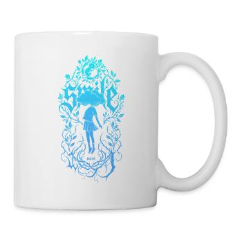 Blumenrahmen-Mädchen Silhouette - Tasse - Weiß - Rechts