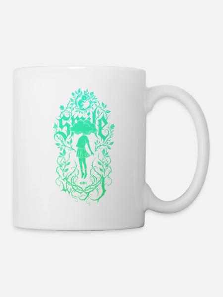 Girl Silhouette in Leaf Frame - Mug - white
