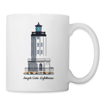 Los Angeles, Hand Drawn Harbor Lighthouse USA - Mug - white - Right