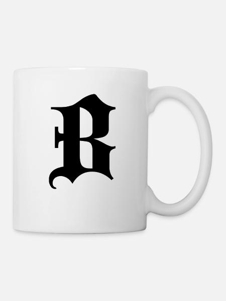 Verziertes gotisches B-Monogramm - Tasse - Weiß
