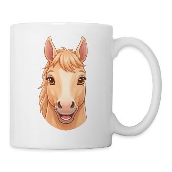 Süßes, glückliches Cartoon-Pferdegesicht Illustration - Tasse - Weiß - Rechts