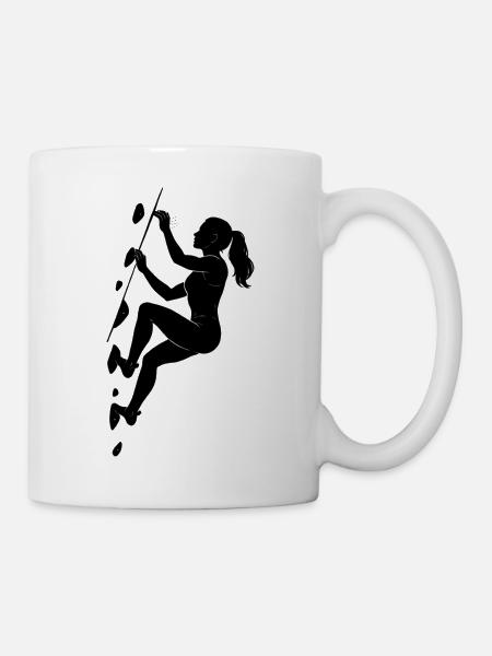 Boulder Silhouette – Ästhetik & Chalk Fokus - Tasse - Weiß