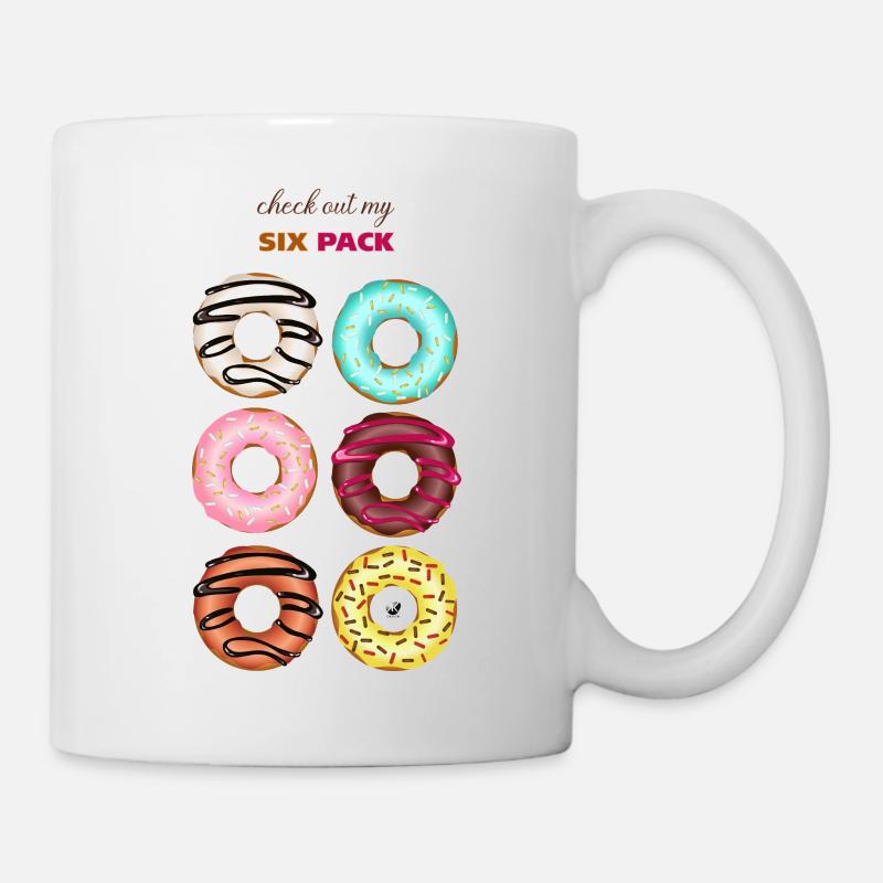 Sechs glasierte Donuts Abbildung mit Inschrift - Tasse - Weiß