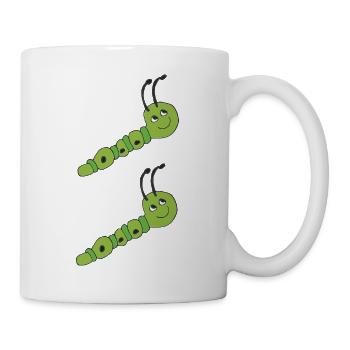 Dessin animé de chenille verte - Mug blanc - blanc - Droite