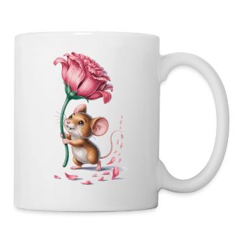 Mouse with Blossom - Gift for Flower Fans - Mug - white - Right