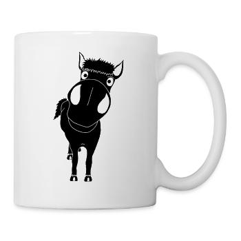 Nahaufnahme eines Pferdes (schwarz) - Tasse - Weiß - Rechts