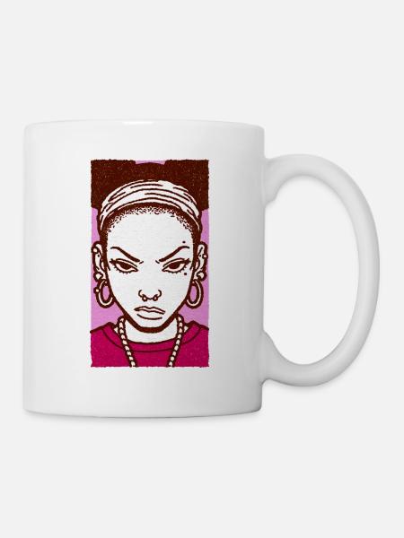 Black female portrait #2 - Tasse - Weiß