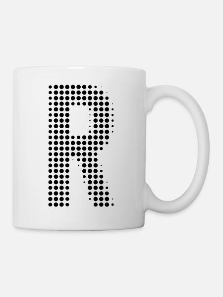 Buchstabe R – Punktmuster Initial Design - Tasse - Weiß