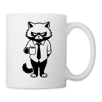 Miesgelaunter Büro Kater mit Kaffee - Mug blanc - blanc - Droite