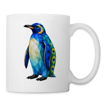 Peacock Penguin – Low Poly Art - Mug - white - Right