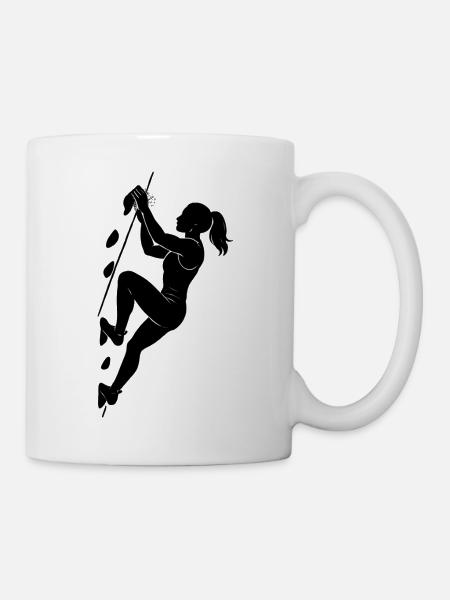Athletische Bouldern Silhouette Frau - Tasse - Weiß