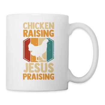 Farmer Jesus Rooster Flock Poultry Chicken - Tasse - Weiß - Rechts