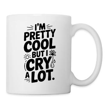 Ich bin ziemlich cool, aber ich weine viel - Tasse - Weiß - Rechts