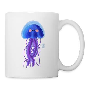 Lächelnde Qualle im Meeresblau - Tasse - Weiß - Rechts