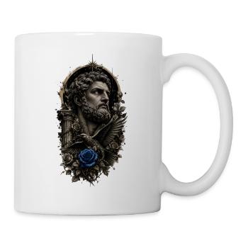 Tattoo Kunst mit blauer Rose - Tasse - Weiß - Rechts