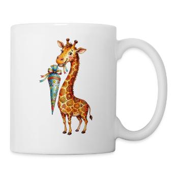 Giraffe mignonne rentrée à l’école avec un cornet d’école - Mug blanc - blanc - Droite
