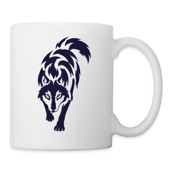 Nachtwolf Silhouette Print - Tasse - Weiß - Rechts