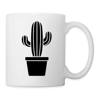 Kaktus Silhouette im Topf Pflanzenmotiv - Tasse - Weiß - Rechts