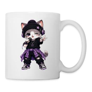 Lila K-Pop Singende Katze - Tasse - Weiß - Rechts