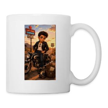 Steven Biker Motorcycle Road 66 Vintage – Kek-Ina - Tasse - Weiß - Rechts