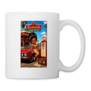 Gloria Pinup Cherry 50s Tankstelle – Kek-Ina - Tasse - Weiß - Rechts