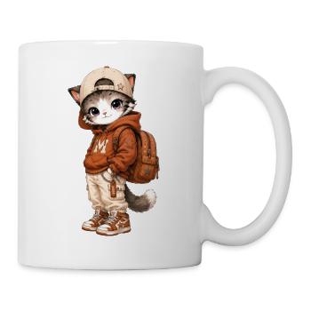 Chat streetwear hoodie orange - Mug blanc - blanc - Droite