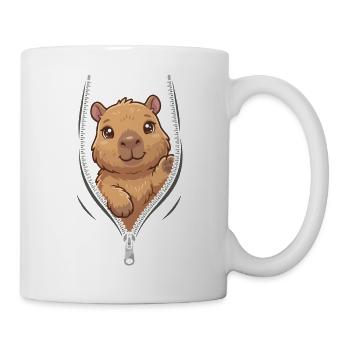 Cuddly bear in the zipper - Mug - white - Right