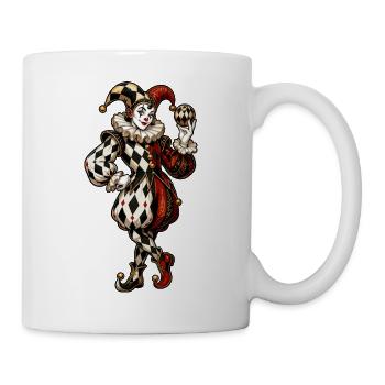Harlekin-Karikatur im Circusstil - Tasse - Weiß - Rechts