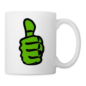 Green thumbs up contrast - Mug - white - Right