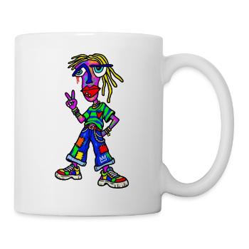 Vibrantes Punk Patch Outfit - Tasse - Weiß - Rechts