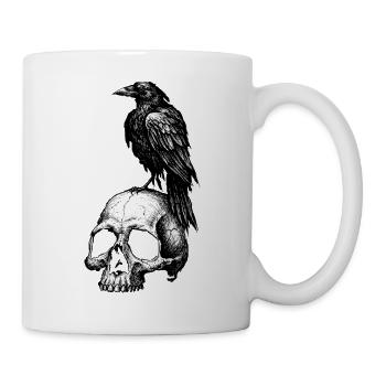 Rabe über Schädel Gothic - Tasse - Weiß - Rechts