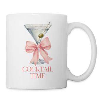Cocktailzeit Satin Schleife - Tasse - Weiß - Rechts