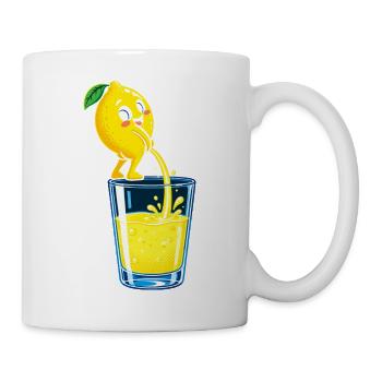 Zitronenheld Spritziges Glasbild - Tasse - Weiß - Rechts