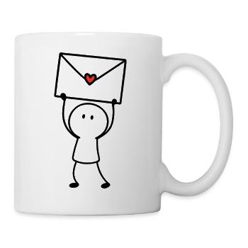 Brief mit Herz | Kleine Nachricht ohne Worte - Tasse - Weiß - Rechts