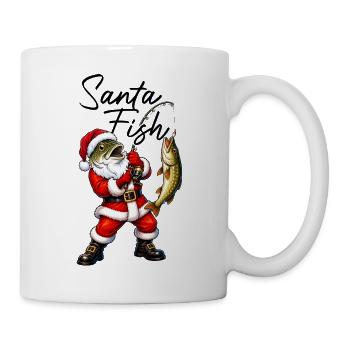 Santa Fish angeln Weihnachtsmann mit Fischkopf ang - Tasse - Weiß - Rechts