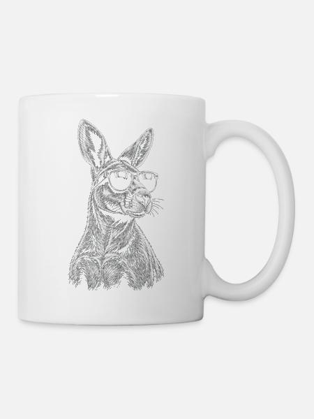 Känguru Skizze mit Sonnenbrille - Tasse - Weiß