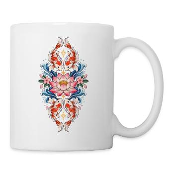 Koi-fische Japanische Koi-fische Koi-karpfen - Tasse - Weiß - Rechts