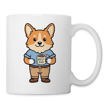 Süßer Papa Corgi trinkt Kaffee Bestes Vater-Tassen-Geschenk - Tasse - Weiß - Rechts